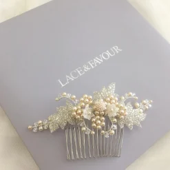 Beads & Beyond Elouise Perlen Blätter und Champagner Perle Vintage inspiriert Haarkamm* Vintage-kopfbedeckungen | Perlen-haarschmuck
