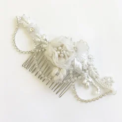 Beads & Beyond Elsie Vintage Floral Haarkamm mit Diamanten Drapierungen* Vintage-kopfbedeckungen | Silberne Haar-accessoires