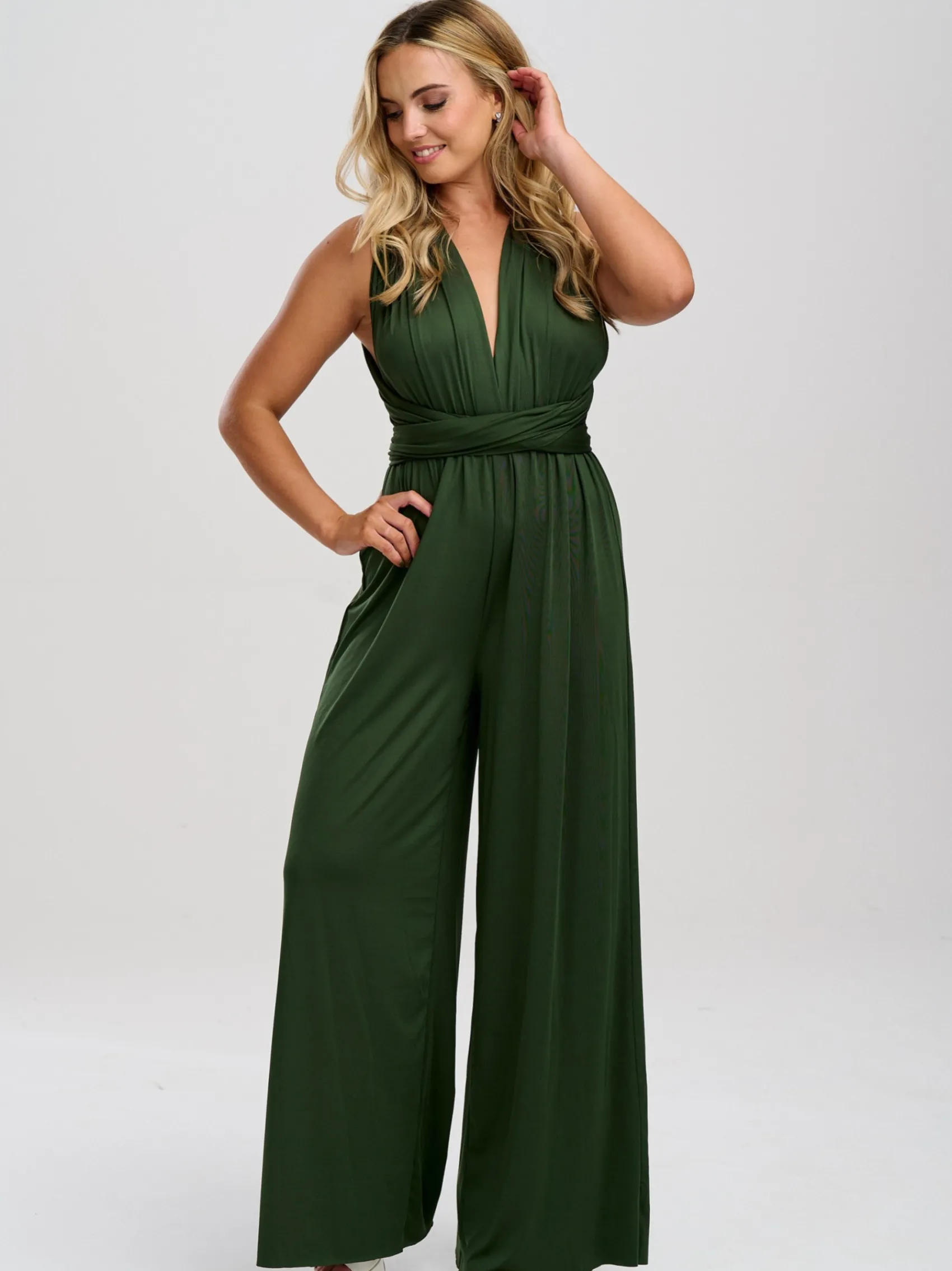 Lace & Favour Emily Rose Olivgrüner Mehrweg-Brautjungfern-Overall* Multiway-jumpsuits