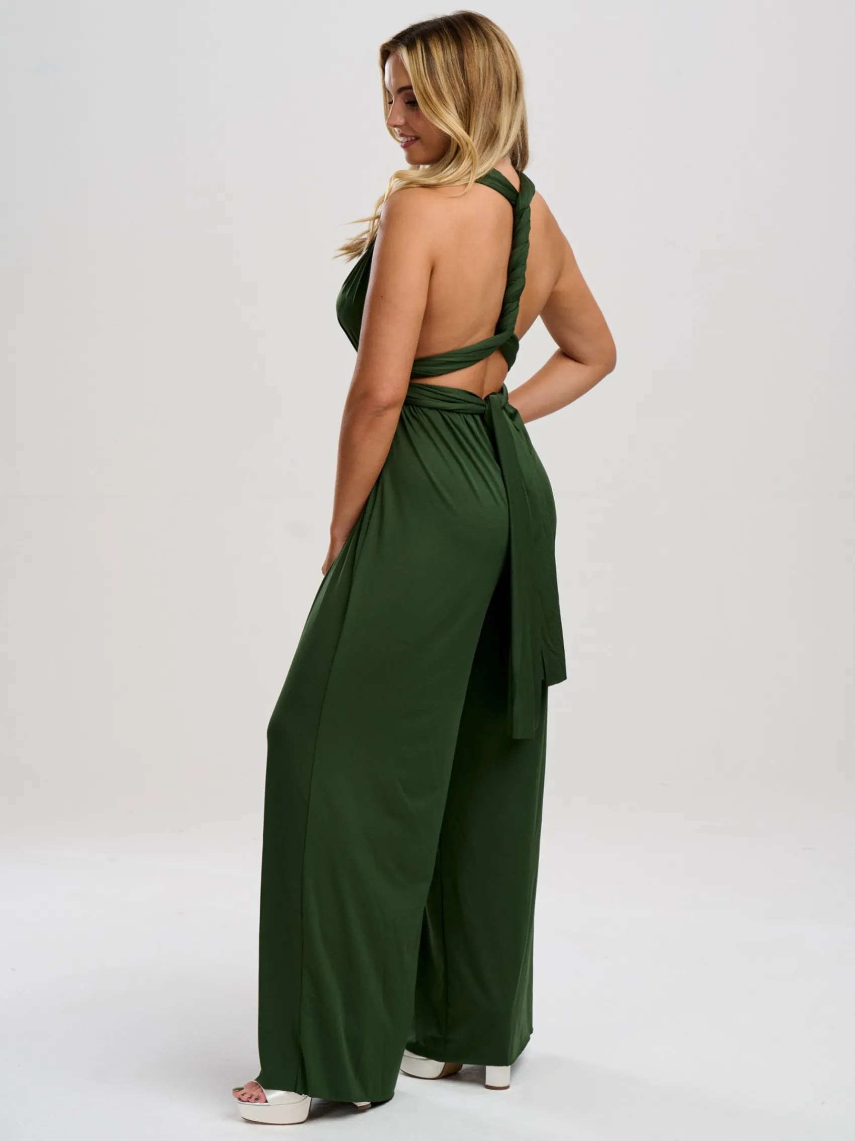 Lace & Favour Emily Rose Olivgrüner Mehrweg-Brautjungfern-Overall* Multiway-jumpsuits