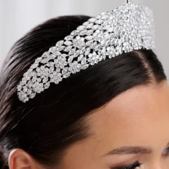 Lace & Favour Fantasia Statement Regal Kristall Prinzessin Tiara* Haarschmuck Aus Kristall | Silberne Haar-accessoires
