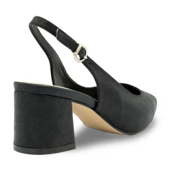 Paradox London Flynn Schwarz Schimmern Breite Passform Niedriger Blockabsatz Slingbacks* Glitzernde Ballschuhe | Ballschuhe Mit Niedrigem Absatz