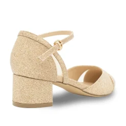 Paradox London Frankie Champagner Glitter Breite Passform Niedrigen Blockabsatz Gericht Schuhe* Glitzernde Ballschuhe | Goldene Ballschuhe