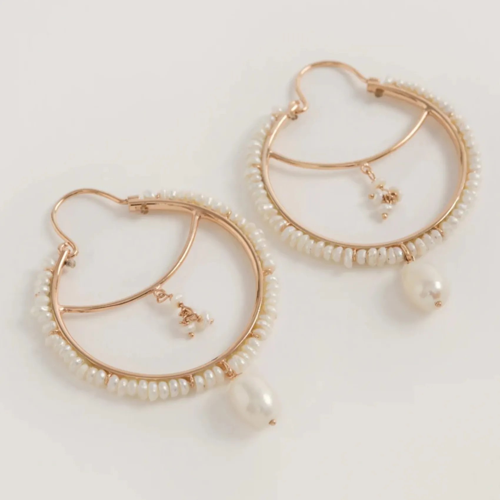 Freya Rose Boho Roségold Perlenketten-Ohrringe* Perlen-hochzeitsschmuck | Roségold Hochzeitsschmuck