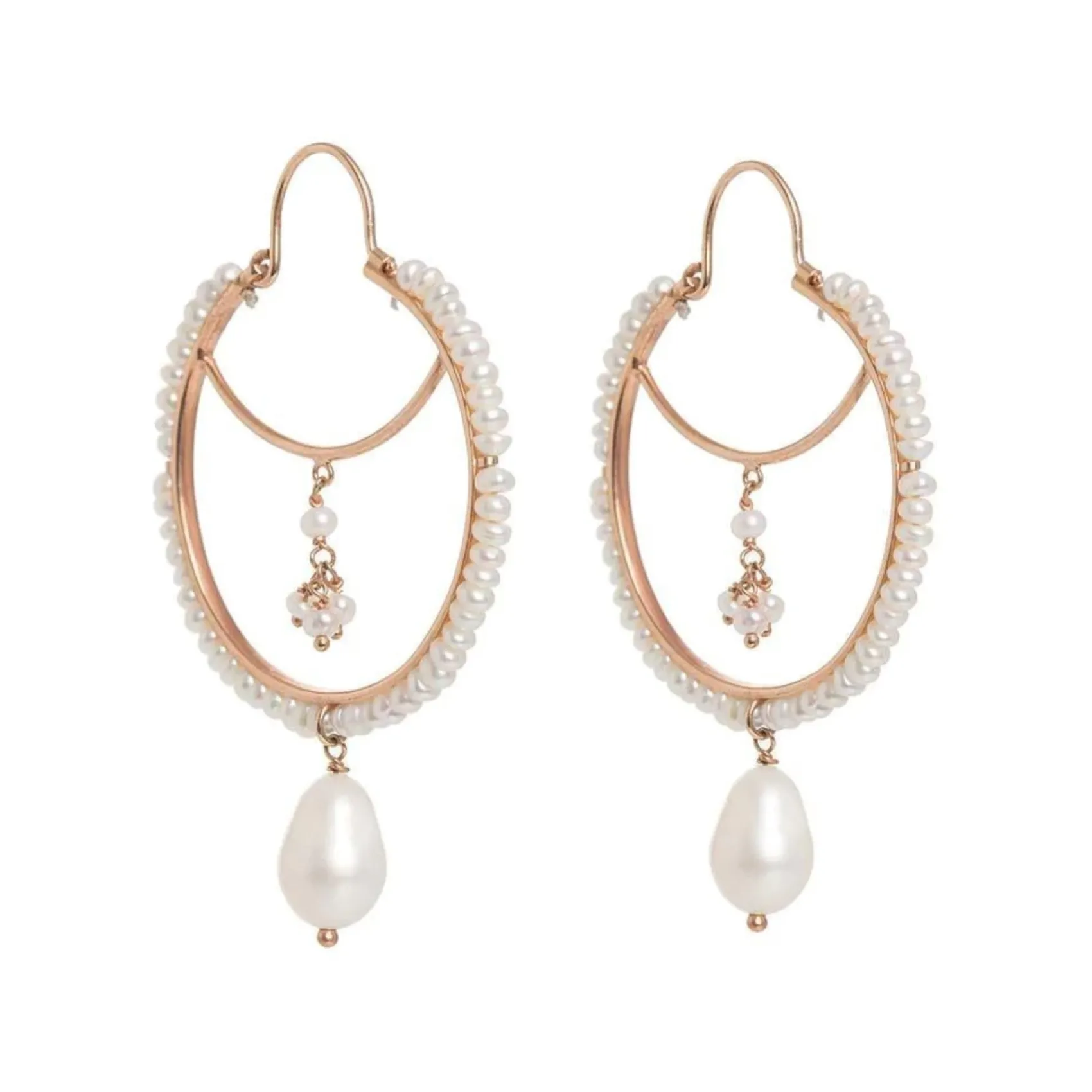 Freya Rose Boho Roségold Perlenketten-Ohrringe* Perlen-hochzeitsschmuck | Roségold Hochzeitsschmuck