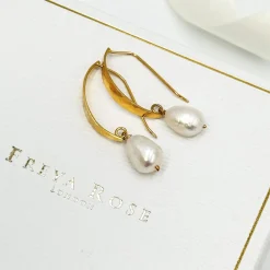Freya Rose Gehämmerte Goldbarock-Perlenohrringe* Gold-hochzeitsschmuck | Hochzeitsgast-schmuck