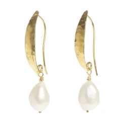 Freya Rose Gehämmerte Goldbarock-Perlenohrringe* Gold-hochzeitsschmuck | Hochzeitsgast-schmuck