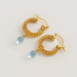 Freya Rose Goldgeflecht Mini-Reifenohrringe mit Topas-Kristallen* Etwas Blaue Geschenke | Geschenke Für Brautjungfern