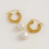 Freya Rose Goldgeflecht Mini-Reifenohrringe mit Barockperle* Gold-hochzeitsschmuck | Hochzeitsgast-schmuck