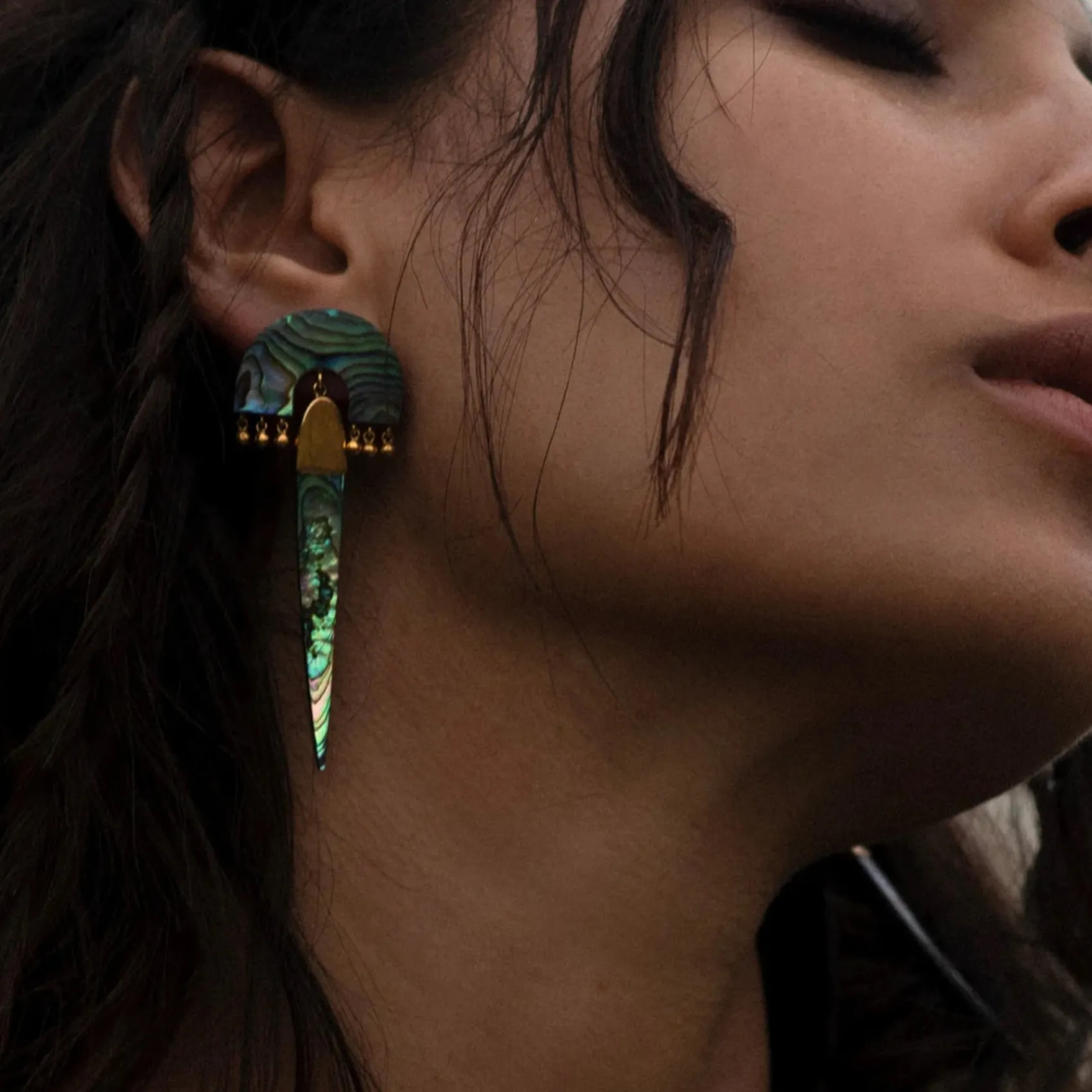 Freya Rose Myla Verde Statement-Ohrringe aus Perlmutt* Gold-hochzeitsschmuck | Hochzeitsgast-schmuck