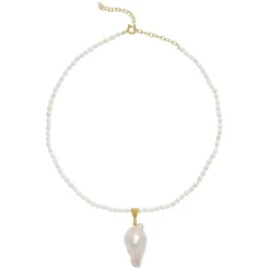 Freya Rose Reisperlenkette mit großem Barockperlen-Anhänger* Gold-hochzeitsschmuck | Hochzeitsgast-schmuck