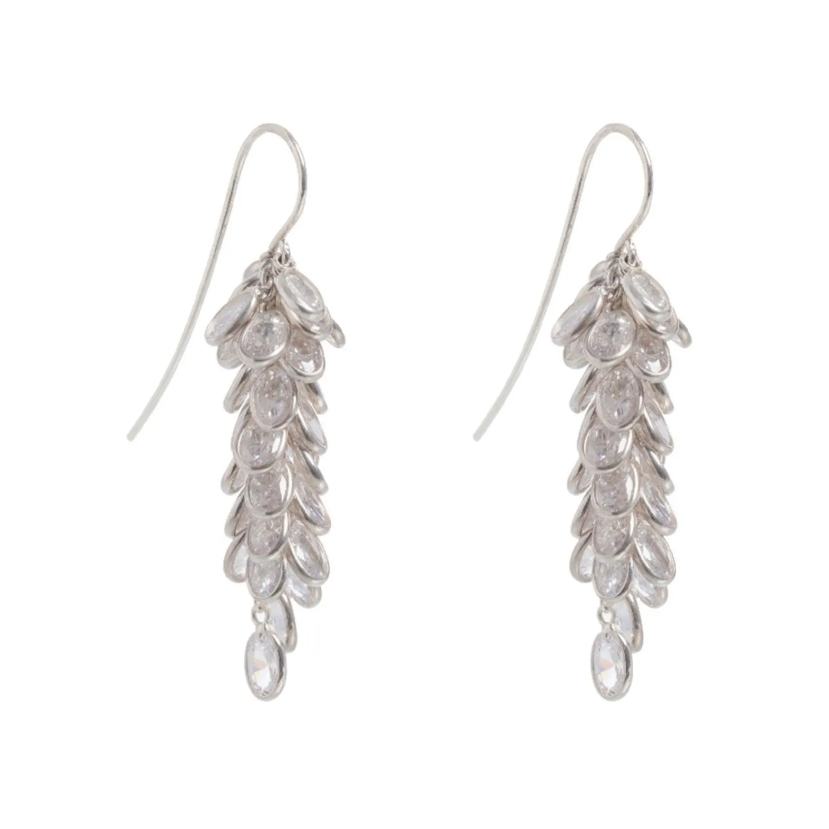 Freya Rose Silberne Midi-Kristall-Tropfen-Ohrringe* Kristall-hochzeitsschmuck | Silberner Hochzeitsschmuck