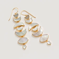 Freya Rose Warrioress Gold Perlmutt Mond Tropfen Ohrringe* Perlen-hochzeitsschmuck | Gold-hochzeitsschmuck
