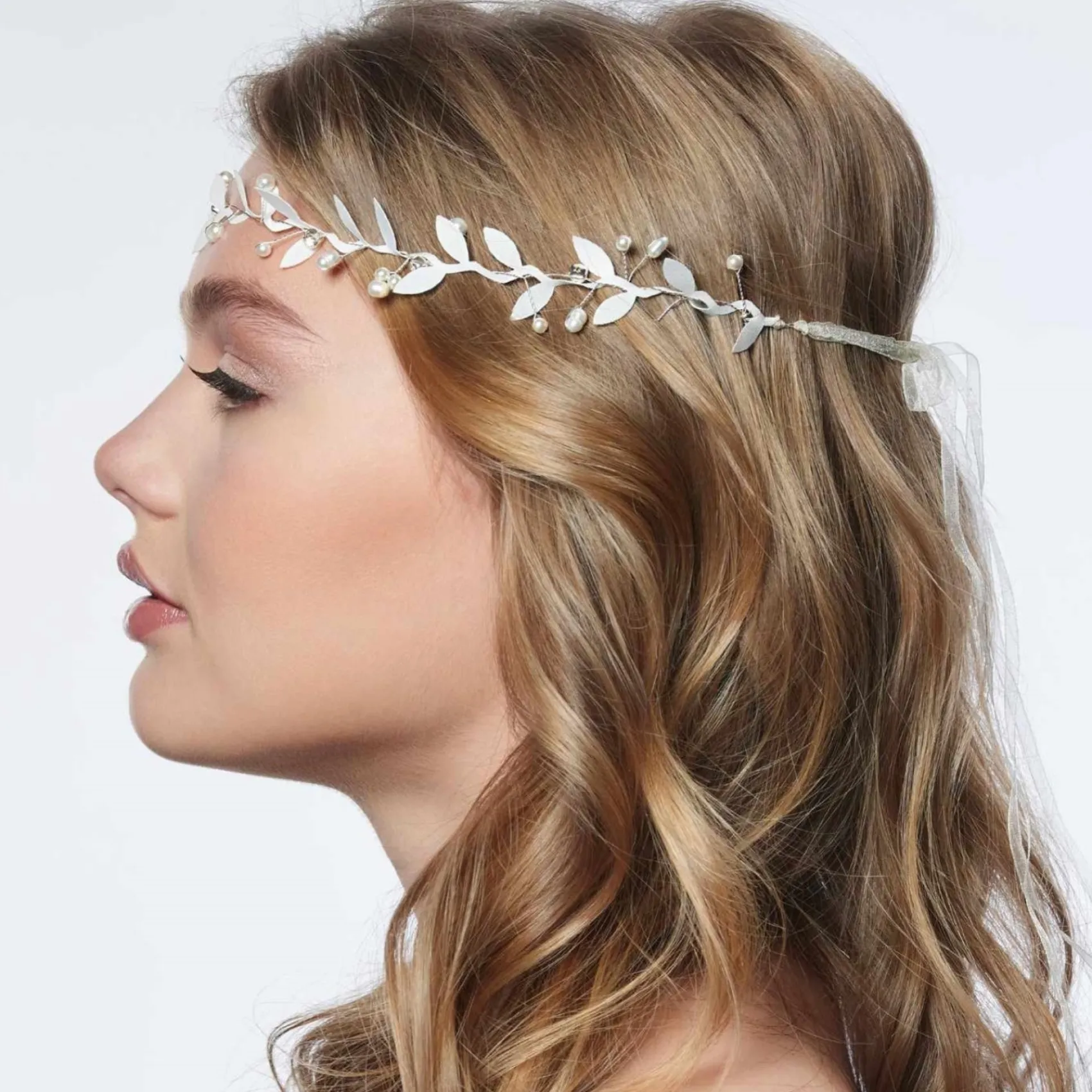 Poirier Gaia Silver Leaf Braut Boho Stirnband* Silberne Haar-accessoires | Brautjungfer Haarschmuck