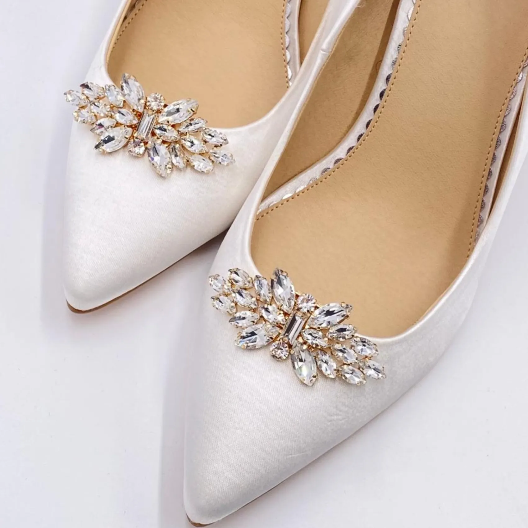 Lace & Favour Glamour Gold Klassische Kristall-Schuhclips* Geschenke Für Die Braut | Schuhclips