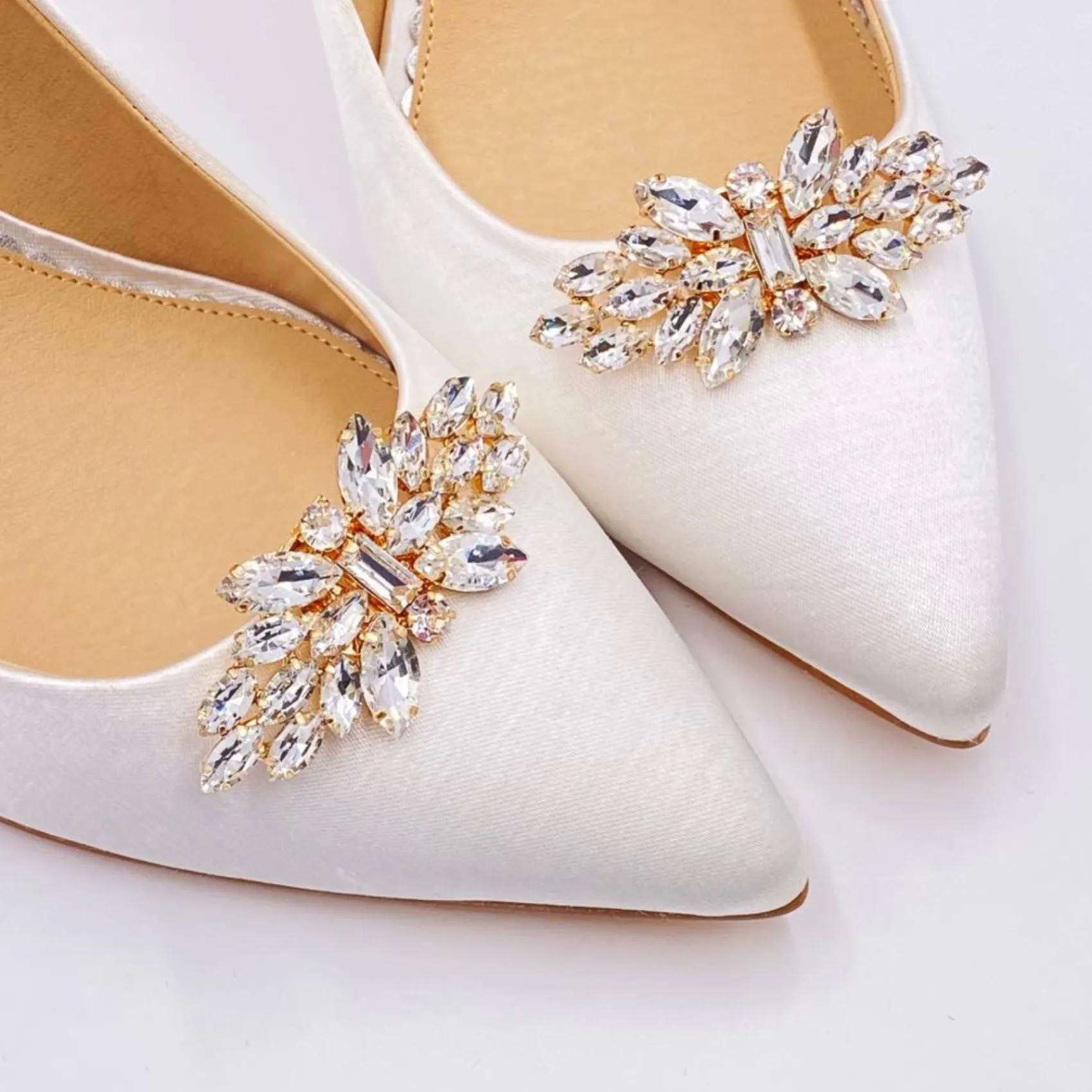 Lace & Favour Glamour Gold Klassische Kristall-Schuhclips* Geschenke Für Die Braut | Schuhclips
