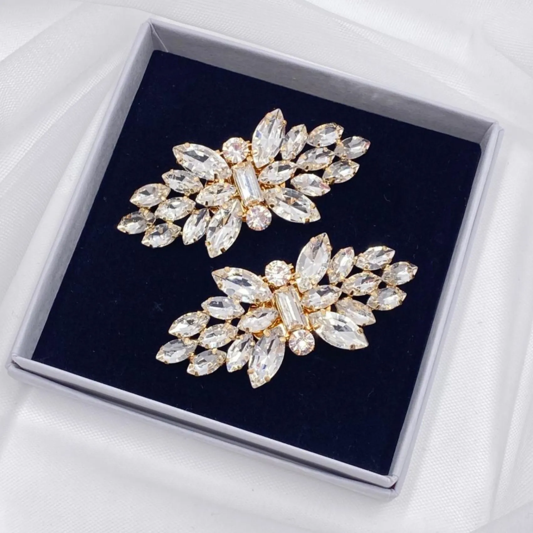 Lace & Favour Glamour Gold Klassische Kristall-Schuhclips* Geschenke Für Die Braut | Schuhclips