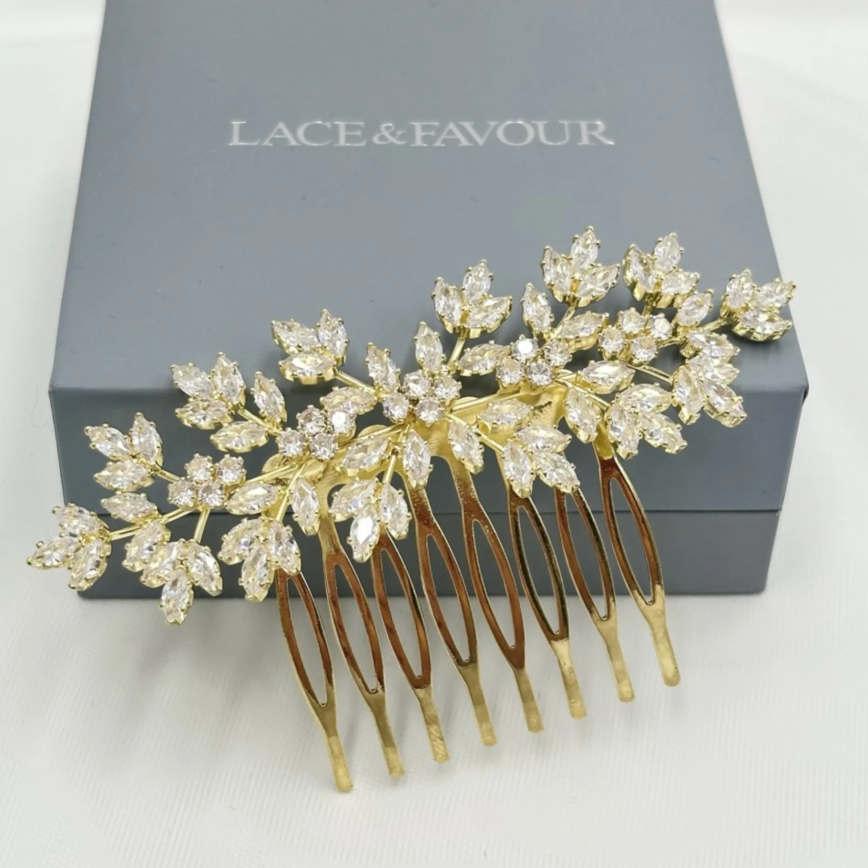 Lace & Favour Glanz Gold Kristall Spray Hochzeit Haarkamm* Abschlussball Haarspangen & Kämme | Geschenke Für Die Braut