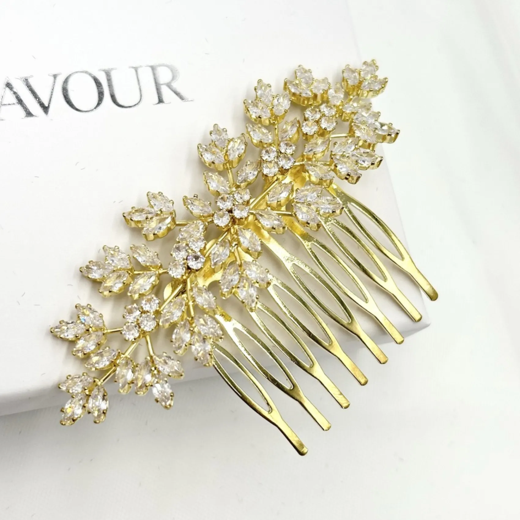 Lace & Favour Glanz Gold Kristall Spray Hochzeit Haarkamm* Abschlussball Haarspangen & Kämme | Geschenke Für Die Braut
