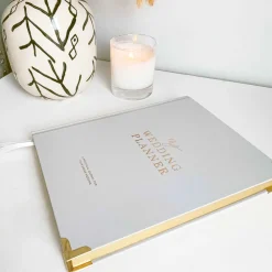 Blush & Gold Graues und goldenes Luxus-Hochzeitsplanerbuch mit vergoldeten Rändern* Wedding Planner Bücher | Verlobungsgeschenke