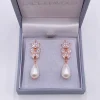 Lace & Favour Göttliche Ohrringe aus Roségold mit kubischen Zirkonen und Teardrop-Perlen* Geschenke Für Die Braut | Perlen-hochzeitsschmuck