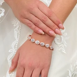 Lace & Favour Hampton Teardrop Cubic Zirkonia Hochzeitsarmband (Rose Gold)* Geschenke Für Die Braut | Kristall-hochzeitsschmuck