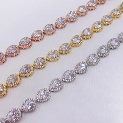 Lace & Favour Hampton Teardrop Cubic Zirkonia Hochzeitsarmband (Silber)* Silberner Abschlussball-schmuck | Prom Armbänder