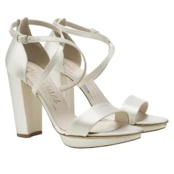 Harriet Wilde Arabella Block Elfenbein Satin Plateau Sandalen* Hochzeitsschuhe | Hochhackige Schuhe