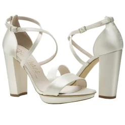 Harriet Wilde Arabella Block Elfenbein Satin Plateau Sandalen* Hochzeitsschuhe | Hochhackige Schuhe