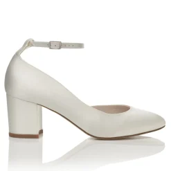 Harriet Wilde Hetty Mid Elfenbein Satin Krawatte Up Block Heel Gericht Schuhe* Hochzeitsschuhe | Schuhe Mit Mittlerem Absatz