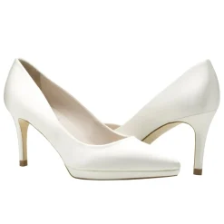 Harriet Wilde Joanie Mid Elfenbein Satin Plateau Schuhe* Hochzeitsschuhe | Schuhe Mit Mittlerem Absatz