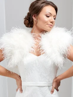 Beverly Hills Hayworth Elfenbein Straußenfeder Brautbolero* Federstolen & Umhänge | Boleros Und Jacken Für Hochzeiten