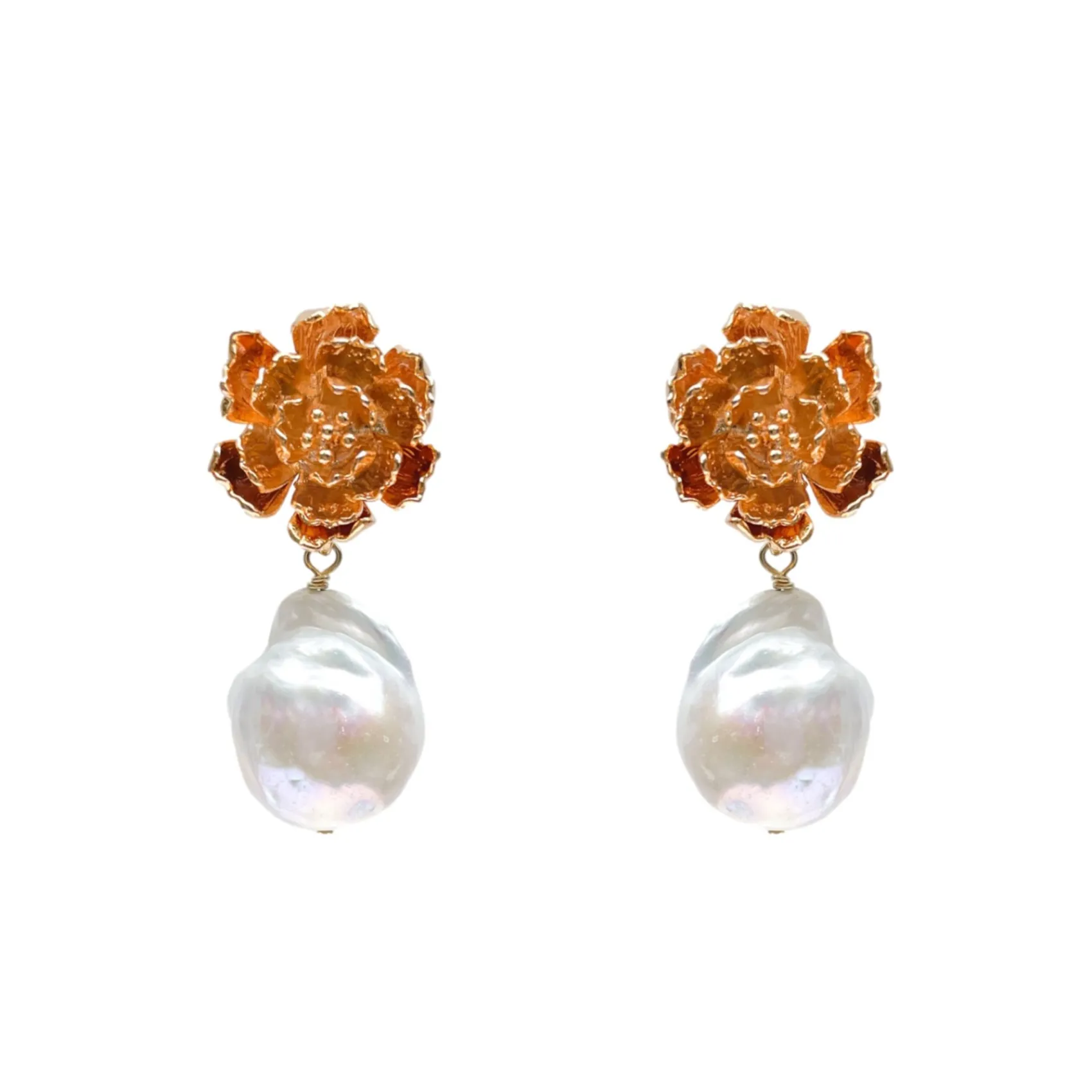 Hermione Harbutt Carlotta Gold Floral Barock Perlenohrringe* Perlen-hochzeitsschmuck | Gold-hochzeitsschmuck