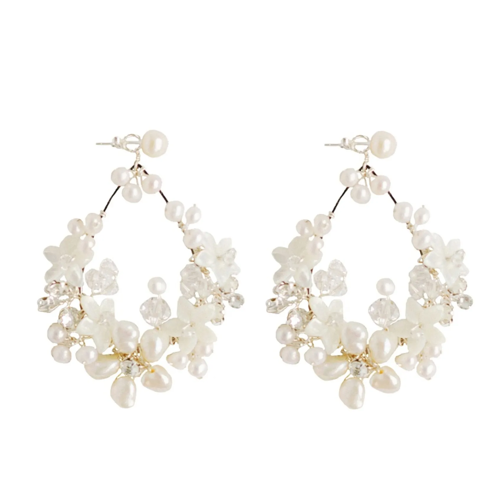 Hermione Harbutt Fleurette Floral Chandelier Ohrringe* Silberner Hochzeitsschmuck | Hochzeits-ohrringe