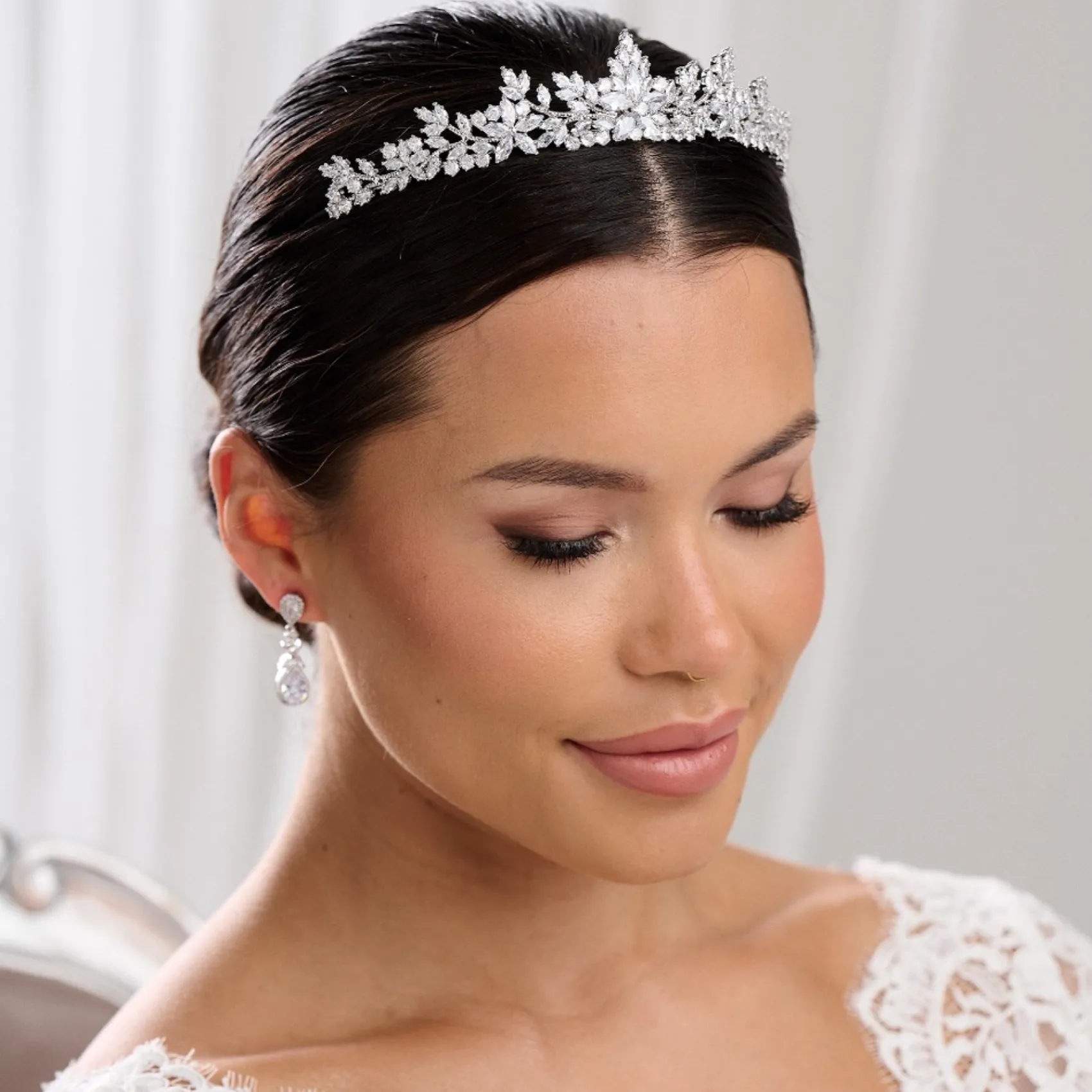Lace & Favour Highgrove kubischer Zirkon Kristall Braut Tiara* Abschlussball-haarbänder & Tiaras | Haarschmuck Aus Kristall