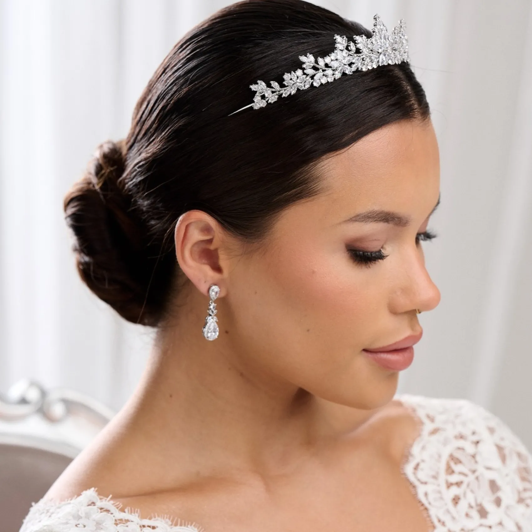 Lace & Favour Highgrove kubischer Zirkon Kristall Braut Tiara* Abschlussball-haarbänder & Tiaras | Haarschmuck Aus Kristall