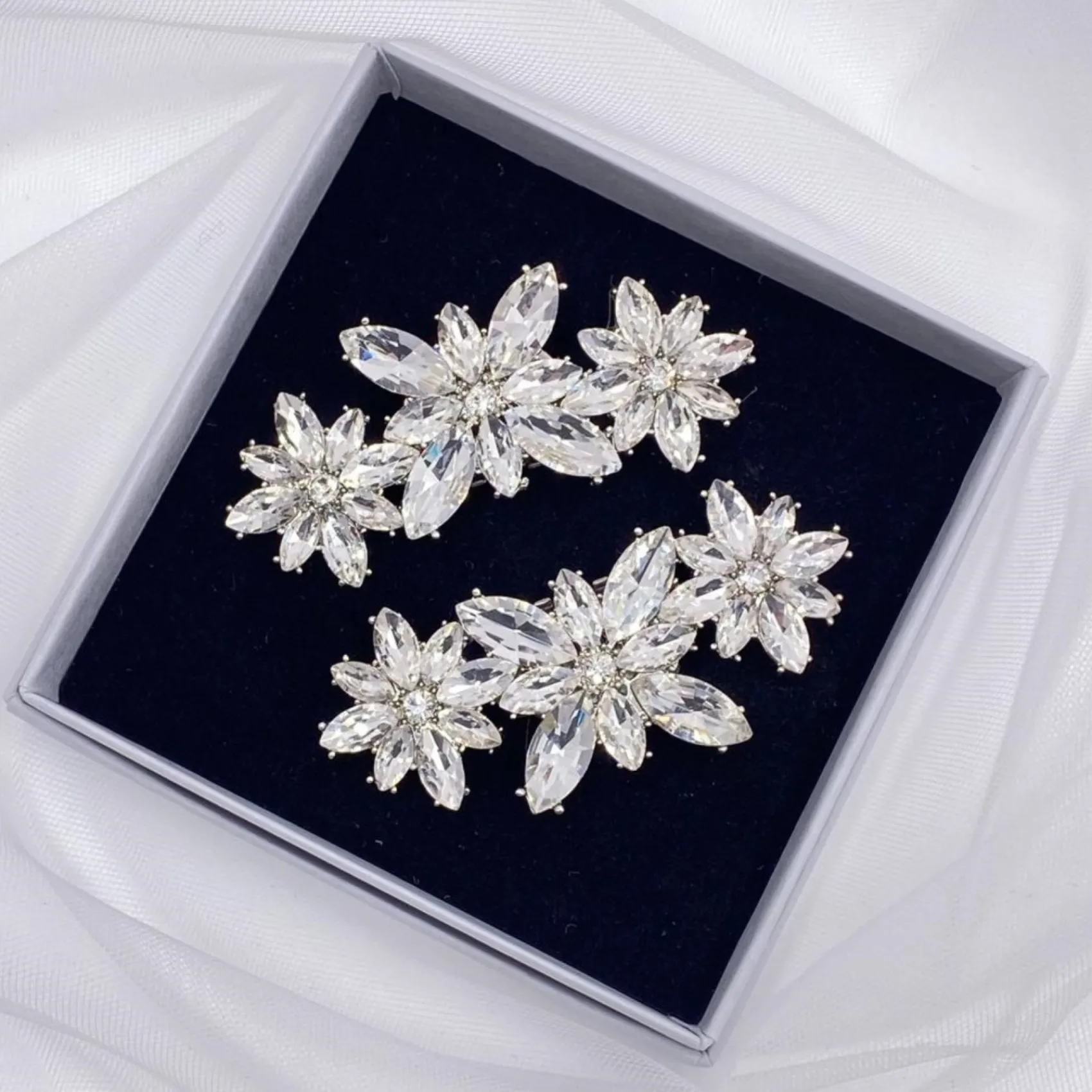 Lace & Favour Horizon Silver Crystal Starburst Schuhclips* Geschenke Für Die Braut | Schuhclips