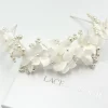 Beads & Beyond Hydrangea Elfenbein Stoff Blumen und Perle Brautstirnband* Perlen-haarschmuck | Silberne Haar-accessoires