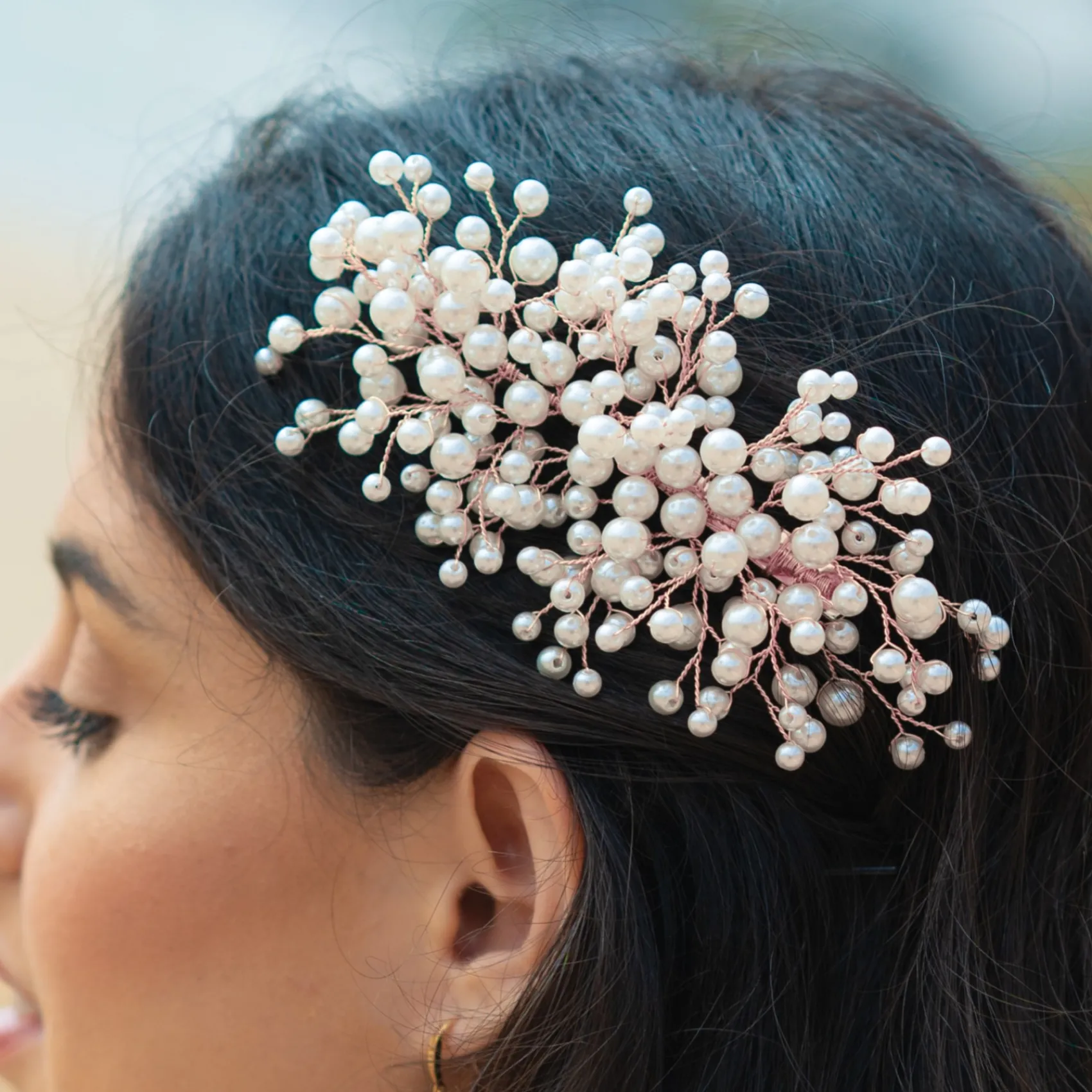 Ivory & Co Ivory and Co Astrid Rose Gold Statement Perlenspray Haarspange* Perlen-haarschmuck | Haarschmuck In Roségold