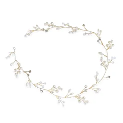Ivory & Co Ivory and Co Aurora Gold Zierliche Perle und Kristall Haarstrang* Perlen-haarschmuck | Gold-haar-accessoires