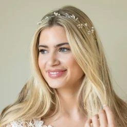 Ivory & Co Ivory and Co Aurora Silber zierliche Perle und Kristall Haar Rebe* Perlen-haarschmuck | Silberne Haar-accessoires