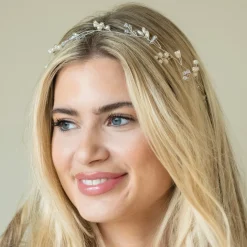 Ivory & Co Ivory and Co Aurora Silber zierliche Perle und Kristall Haar Rebe* Perlen-haarschmuck | Silberne Haar-accessoires
