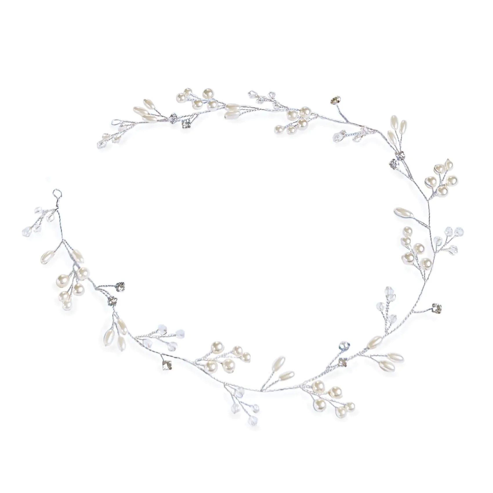 Ivory & Co Ivory and Co Aurora Silber zierliche Perle und Kristall Haar Rebe* Perlen-haarschmuck | Silberne Haar-accessoires