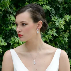 Ivory & Co Ivory and Co Bacall Kristall-Anhänger-Halskette* Silberner Abschlussball-schmuck | Abschlussball-halsketten
