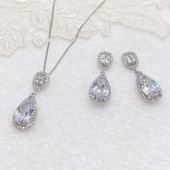 Ivory & Co Ivory and Co Bacall Kristall Brautschmuck Set* Silberner Abschlussball-schmuck | Abschlussball-schmuck-sets