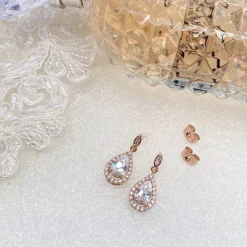 Ivory & Co Ivory and Co Belmont Kristall-Tropfen-Ohrringe (Rose Gold)* Geschenke Für Brautjungfern | Kristall-hochzeitsschmuck