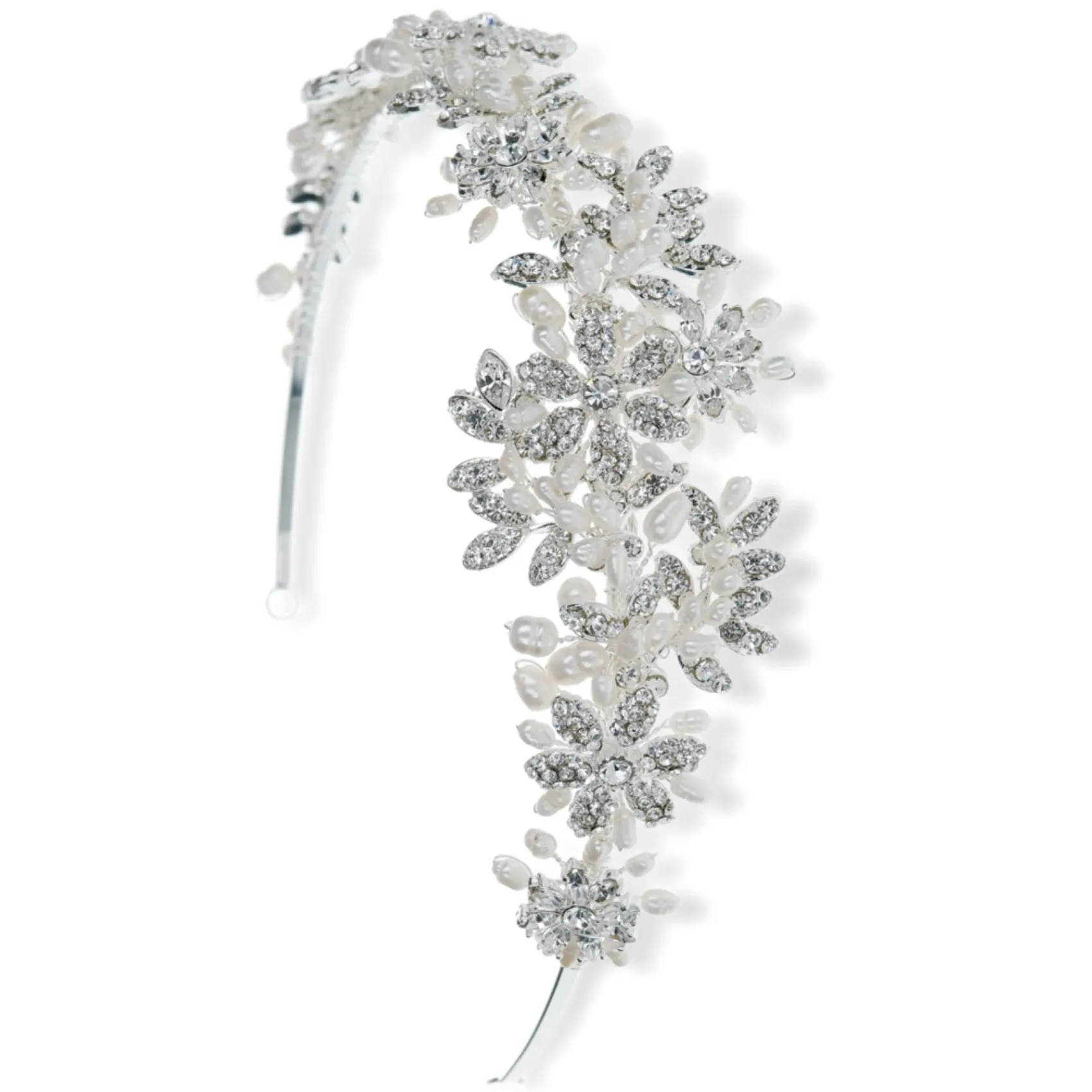 Ivory & Co Ivory and Co Blanche Kristallblüten und Perle Hochzeit Stirnband* Perlen-haarschmuck | Silberne Haar-accessoires