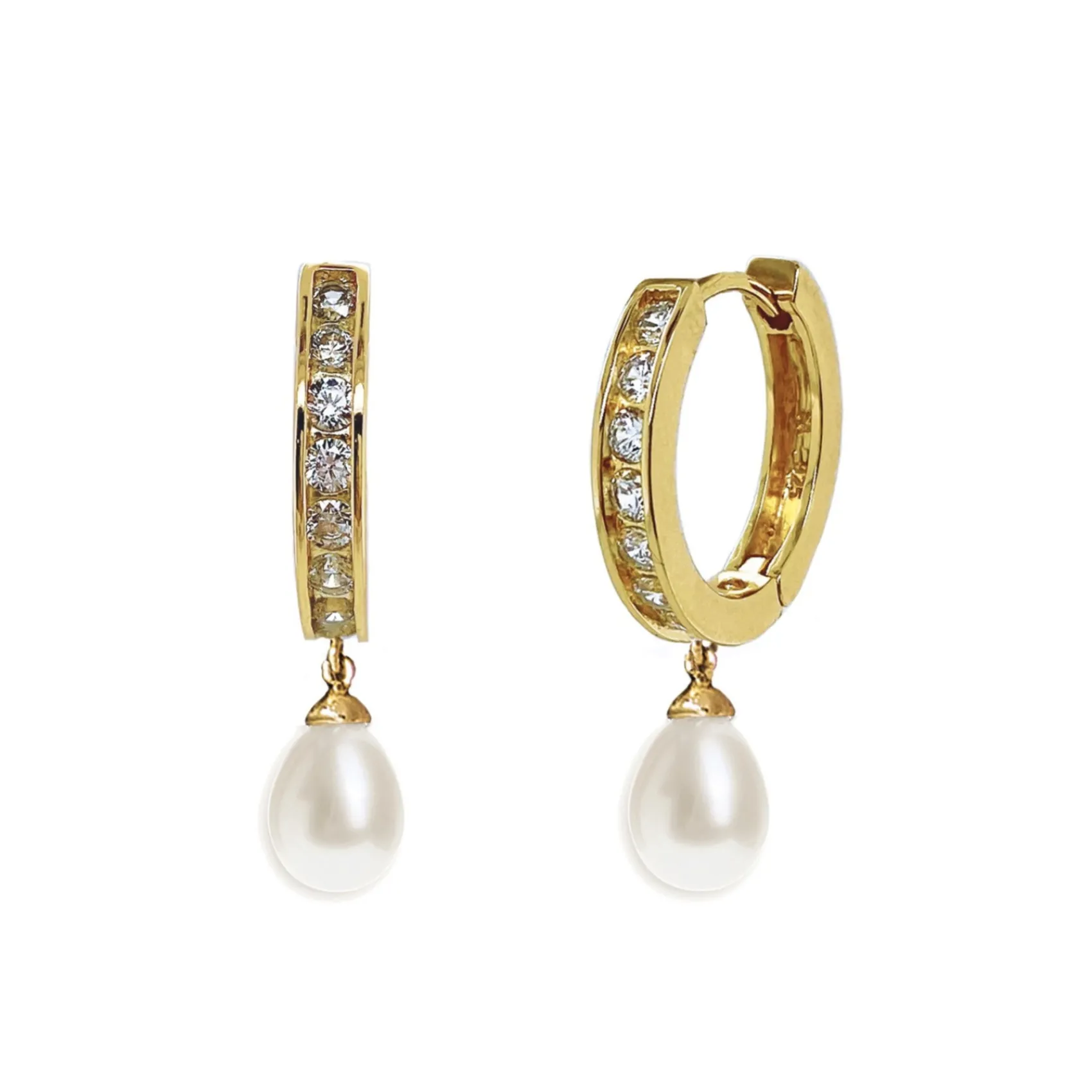 Ivory & Co Ivory and Co Canterbury Gold Kristall Creolen Perlen Ohrringe* Perlen-hochzeitsschmuck | Gold-hochzeitsschmuck