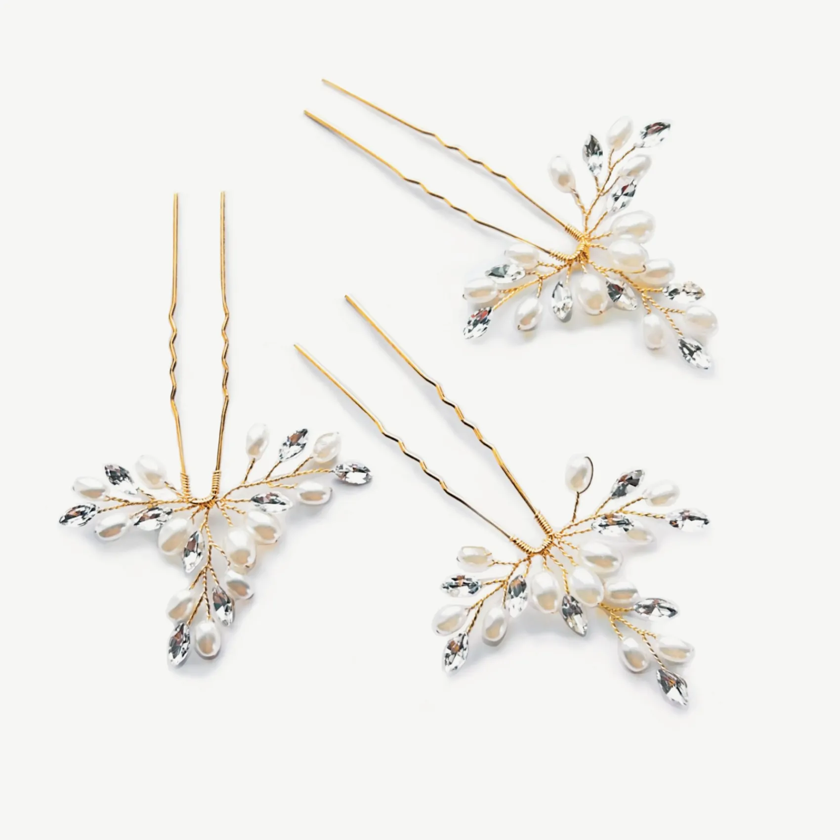 Ivory & Co Ivory and Co Cosmos Goldkristall und Perlen Haarnadel Set* Perlen-haarschmuck | Gold-haar-accessoires