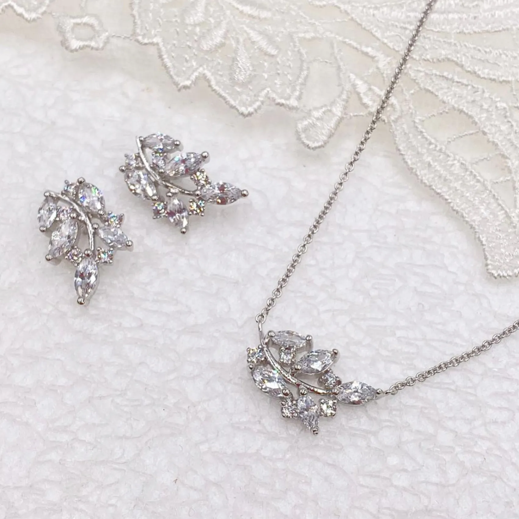 Ivory & Co Ivory and Co Cypress Vine of Leaves Brautschmuck-Set* Silberner Abschlussball-schmuck | Abschlussball-schmuck-sets